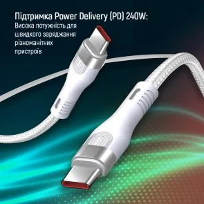 Фото: Кабель ColorWay 5A 240W Type-C/Type-C 1m White (CW-CBPDCC065-WT) № 10 | KTC