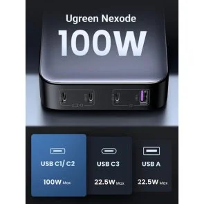 Фото: Зарядний пристрій UGREEN Nexode Series CD328 GaN 100W Black (90928) № 7 | KTC
