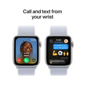 Фото: Смарт годинник Apple Watch Series SE 2 2024 GPS 44mm Silver Aluminium Case with Blue Cloud Sport Loop (MXET3) № 5 | KTC