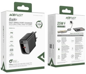 Зарядний пристрій Acefast A104 GaN PD 25W Black (6974316283355)