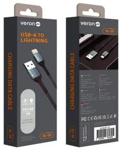 Фото: Кабель Veron NL09 Nylon AM / Lightning 1m Black № 4 | KTC