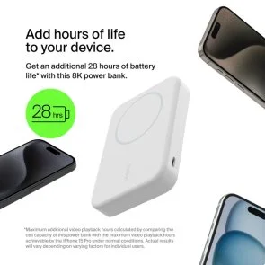 Фото: Батарея універсальна Belkin BoostCharger Pro 8000mAh Qi2 15W White (BPD007BTWH) № 8 | KTC