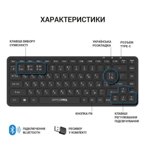 Клавіатура OfficePro SK790B Wireless Black