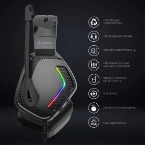 Фото: Гарнітура GamePro HS605 RGB Black № 8 | KTC