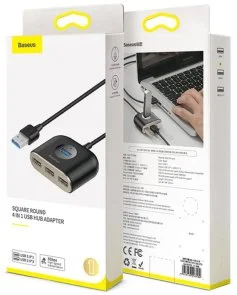 Фото: USB-хаб Baseus Square 4in1 Black (CAHUB-AY01) № 4 | KTC