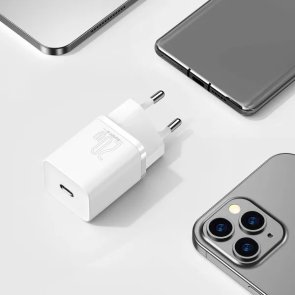 Зарядний пристрій Baseus Super Si Quick Charger 1C 20W White with Type-C/Lightning (TZCCSUP-B02)