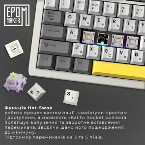 Клавіатура Epomaker Shadow-S TKL Mulan Switch Hot-Swap LCD Screen RGB White (SHS-W-M)