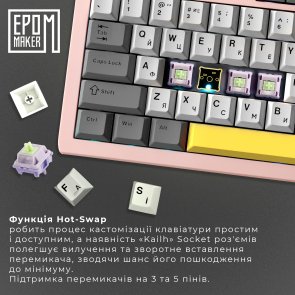 Клавіатура Epomaker Shadow-S TKL Wisteria Linear Switch Hot-Swap LCD Screen RGB Pink (SHS-P-WL)