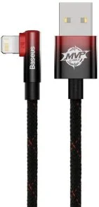 Фото: Кабель Baseus MVP 2 Elbow-shaped 2.4A AM / Lightning 2m Black/Red (CAVP000120) № 2 | KTC
