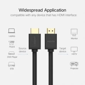 Фото: Кабель UGREEN HD104 v2.0 HDMI to HDMI 3m Black (10108) № 3 | KTC