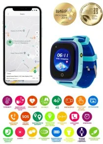 Фото: Смарт годинник AmiGo GO005 4G WIFI Thermometer Blue (GO005 4G Blue) № 7 | KTC