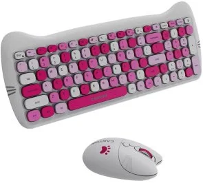 Фото: Комплект клавіатура+миша Canyon HSET-W6 Kitty Edition Wireless Pink (CNS-HSETW6PK) № 4 | KTC