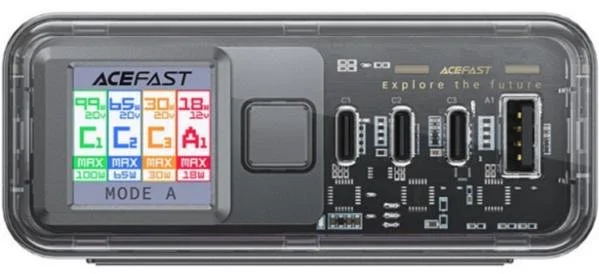 Фото: Зарядний пристрій Acefast Z4 QC3.0 PD GaN 218W Black (6974316282587) № 3 | KTC