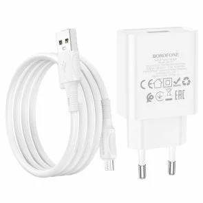 Фото: Зарядний пристрій BOROFONE BA74A White with AM/MicroUSB (BA74AMW) № 7 | KTC