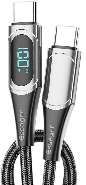 Кабель Essager LED Digital Display 100W Type-C / Type-C 2m Black (ES-XCTT1-YDA01)
