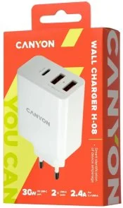 Фото: Зарядний пристрій Canyon H-08 30W White (CNE-CHA08W) № 2 | KTC