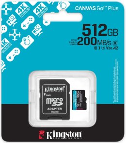 FLASH пам'ять Kingston Canvas Go Plus Class 10 UHS-I U3 V30 A2 Micro SDXC 512GB with adapter (SDCG4/512GB)