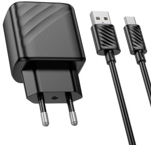 Зарядний пристрій Hoco CS21A Rich 18W Black with AM / MicroB (6942007609890)