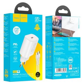 Зарядний пристрій Hoco N22 Jetta 25W White with Type-C/Type-C (6931474760081)