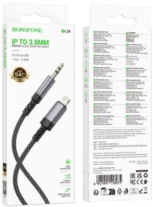 Перехідник BOROFONE BL24 Lightning M / Jack 3.5mm 1m Metal Grey (6941991118975)
