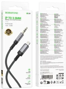 Фото: Перехідник BOROFONE BL24 Lightning M / Jack 3.5mm 1m Metal Grey (6941991118975) № 4 | KTC
