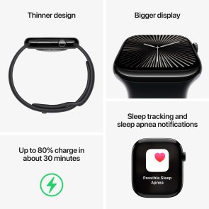 Смарт годинник Apple Watch Series 10 GPS Cellular - 46mm Slate Titanium Case with Black Sport Band - S/M (MWYD3)