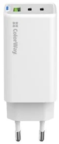 Фото: Зарядний пристрій ColorWay GaN Mini 65W White (CW-CHS058PD-WT) № 5 | KTC