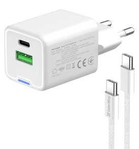Зарядний пристрій ColorWay GaN Mini QC PD 35W White with Type-C / Type-C (CW-CHS055PDC-WT)
