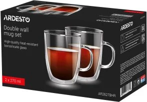 Фото: Набір чашок Ardesto 270ml 2pcs Clear (AR2627BHR) № 2 | KTC