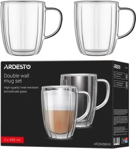 Фото: Набір чашок Ardesto 450ml 2pcs Clear (AR2645BHN) № 4 | KTC
