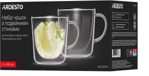 Фото: Набір чашок Ardesto 450ml 2pcs Clear (AR2645BH) № 4 | KTC