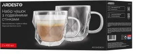 Фото: Набір чашок Ardesto 450ml 2pcs Clear (AR2645BCH) № 4 | KTC