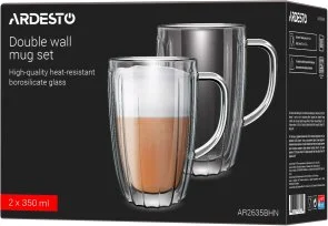 Фото: Набір чашок Ardesto 350ml 2pcs Clear (AR2635BHN) № 6 | KTC