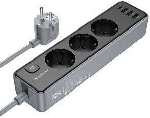 Мережевий фільтр BOROFONE BAC8 Power 4xUSB 3/3m Black (6941991116643)