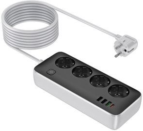 Мережевий фільтр Hoco AC22 Sunlight 4xUSB 4/3m USB Black (6942007636728)