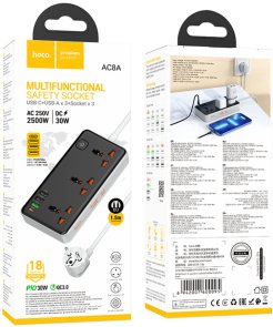 Мережевий фільтр Hoco AC8A Storm 4xUSB 3/1.5m Black (6942007600095)