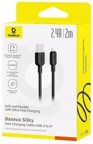 Фото: Кабель Baseus Silky Series 2.4A AM / Lightning 2m Black (P10377702113-01) № 5 | KTC