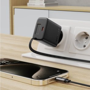 Зарядний пристрій Acefast A110 30W Black with Retractable Cable (6974316283942)