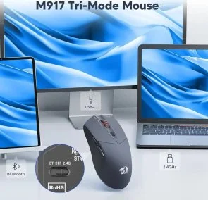 Фото: Миша Redragon ST4R Pro M917GB-Pro WL/BT/USB Black/Gray (72209) № 9 | KTC