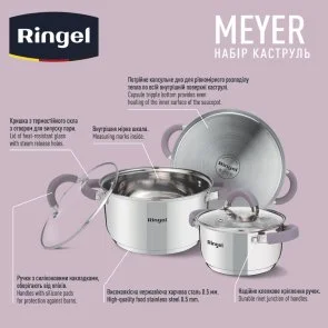 Фото: Набір каструль Ringel Meyer 1.6L/2.3L/3.2L 3pcs (RG-6000) № 3 | KTC