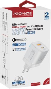 Зарядний пристрій Promate Powerport 25ac White (powerport-25ac.white)