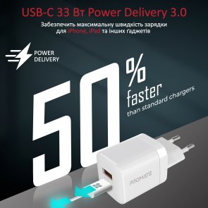 Зарядний пристрій Promate Powerport-33 White (powerport-33.white)