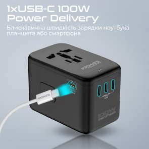 Зарядний пристрій Promate Tripmate-gan100 (tripmate-gan100)
