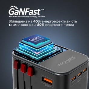Зарядний пристрій Promate Tripmate-gan75 (tripmate-gan75)
