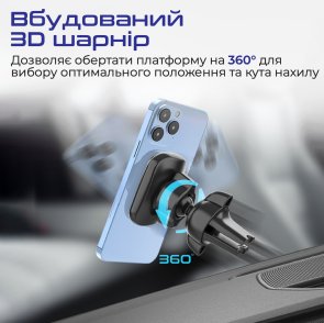 Кріплення для мобільного телефону Promate Ventmag-l Black (ventmag-l.black)