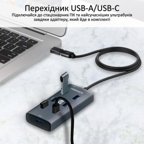 USB-хаб Promate Ezhub-7 Grey (6959144045368)