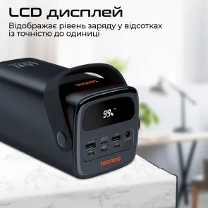 Фото: Батарея універсальна Techno PowerBank-80 80000 mAh 65W Black (6959144011783) № 8 | KTC