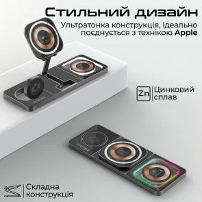 Фото: Бездротова зарядна станція Promate AuraSlate-Trio Black (6959144065984) № 7 | KTC