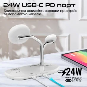 Фото: Бездротова зарядна станція Promate Synergy-Pro White (6959144065649) № 8 | KTC