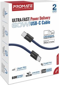 Кабель зєднувальний USB Type-C - USB Type-C Promate ecoline-cc200.navy